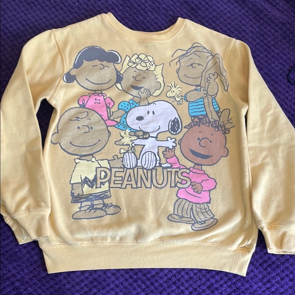 Love Tribe Yellow Peanuts Sweatshirt with Snoopy Graphic